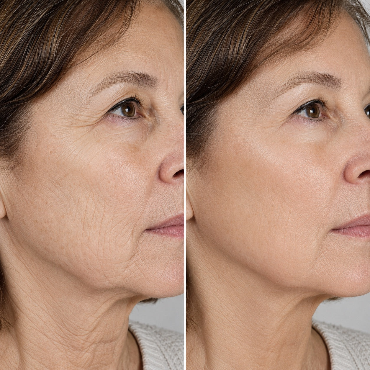Before and after customer image showing smoother-looking skin
