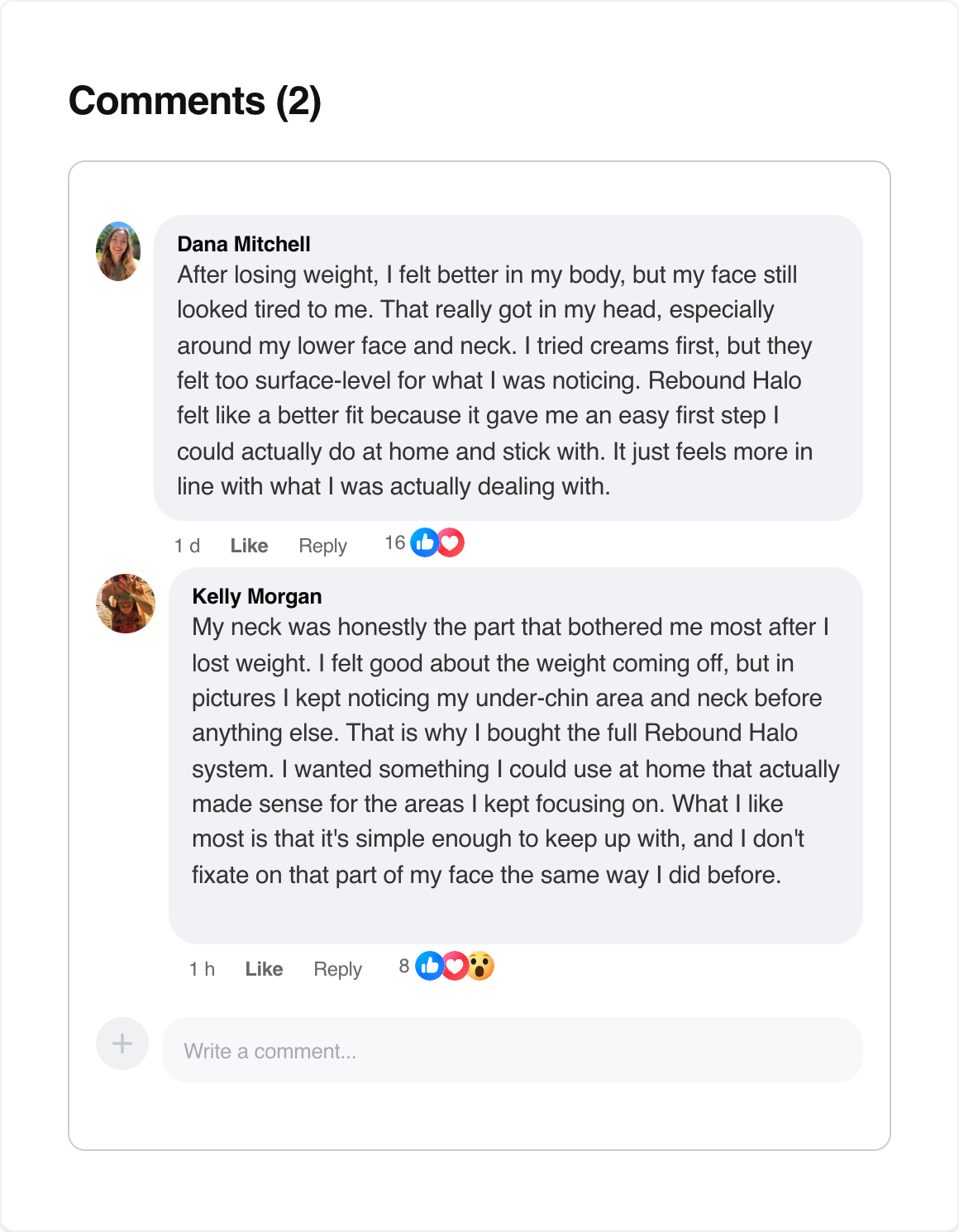 Dana Mitchell and Kelly Morgan Rebound Halo customer comments